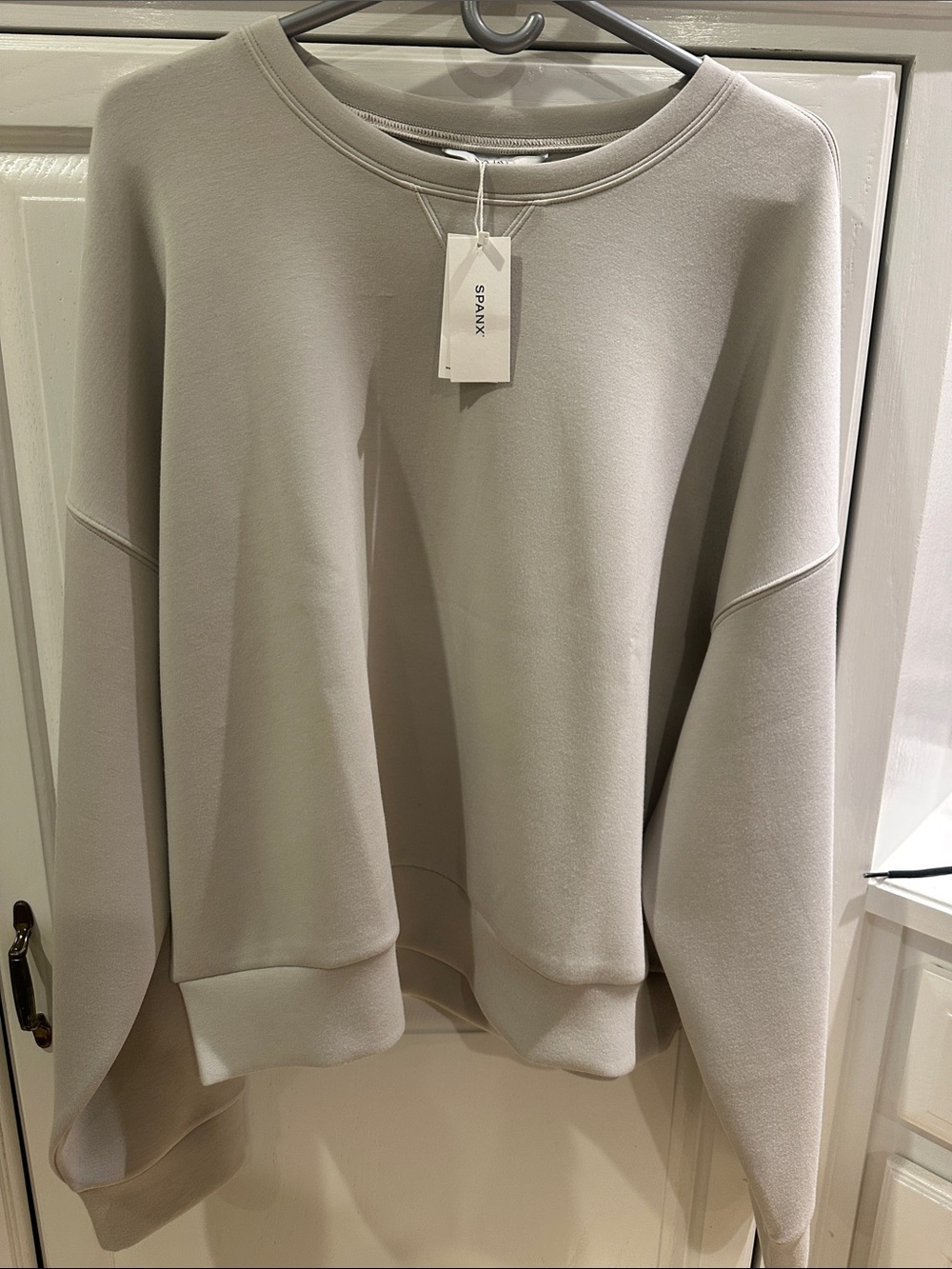 SPANX Women’s Crewneck Sweatshirt in Light Taupe